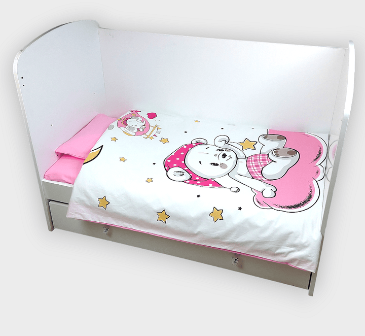 Rainy Бебешки спален комплект 3 части 60х120 см. Розово мече