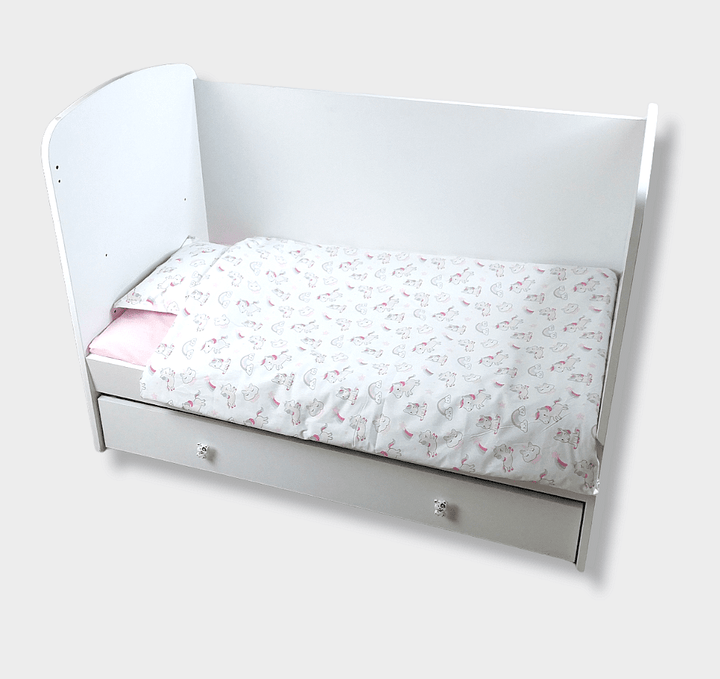 Rainy Бебешки спален комплект 4 части 60х120 см. Еднорог розов