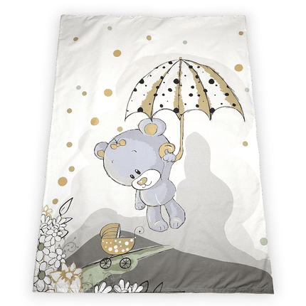 Rainy Бебешки спален комплект 3 части 60х120 см. Сиво мече с чадър
