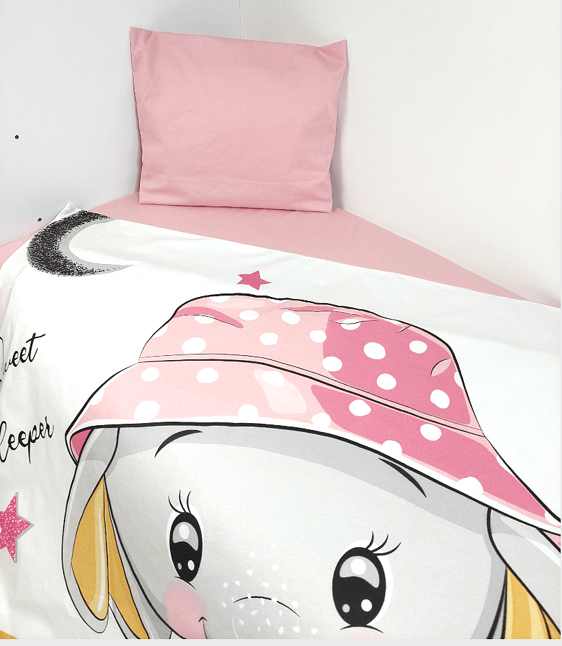 Rainy Бебешки спален комплект 3 части 60х120 см. Розово слонче