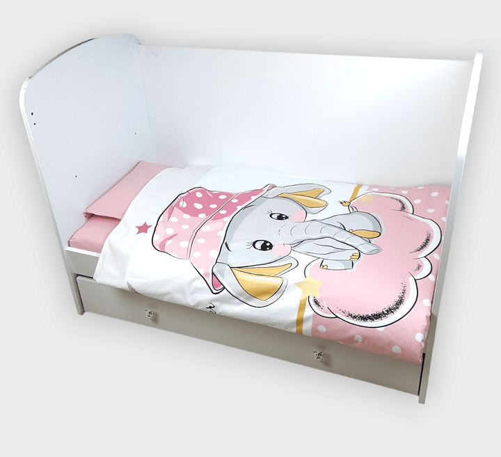 Rainy Бебешки спален комплект 3 части 60х120 см. Розово слонче