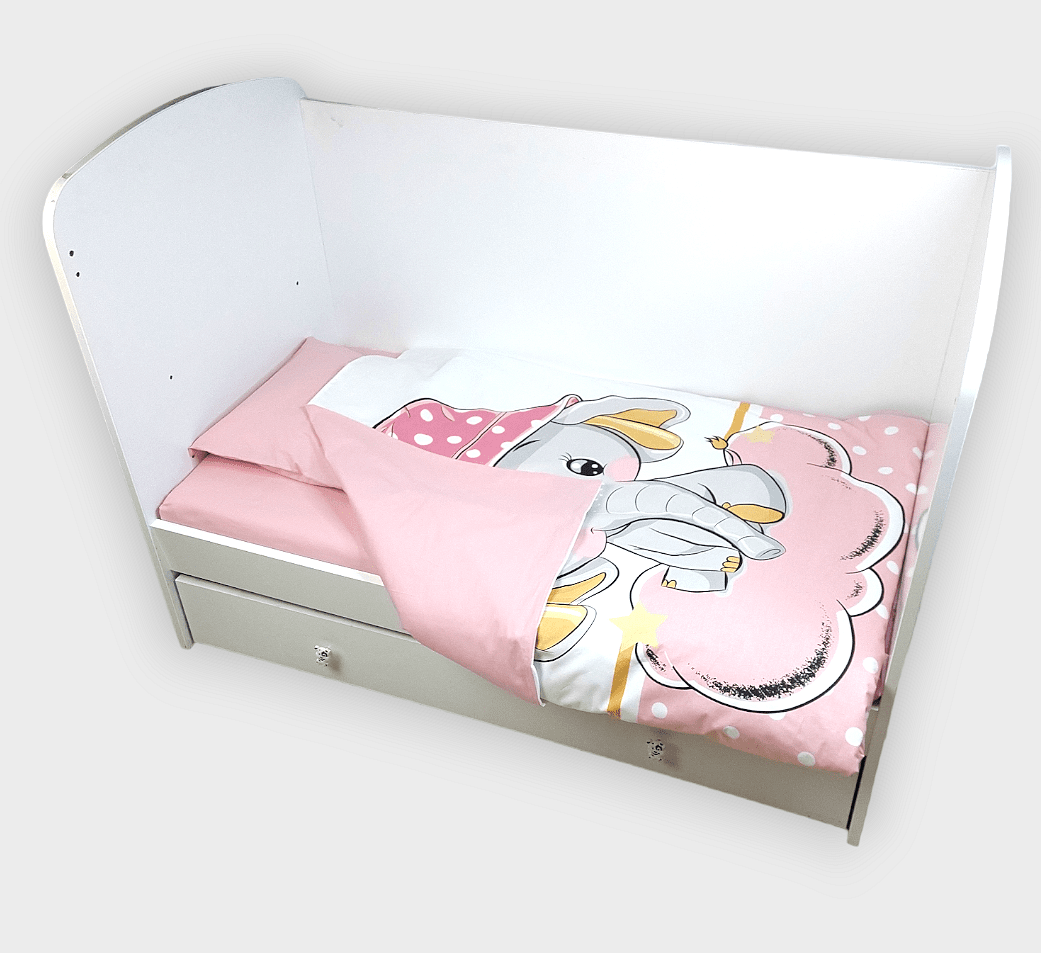 Rainy Бебешки спален комплект 3 части 60х120 см. Розово слонче