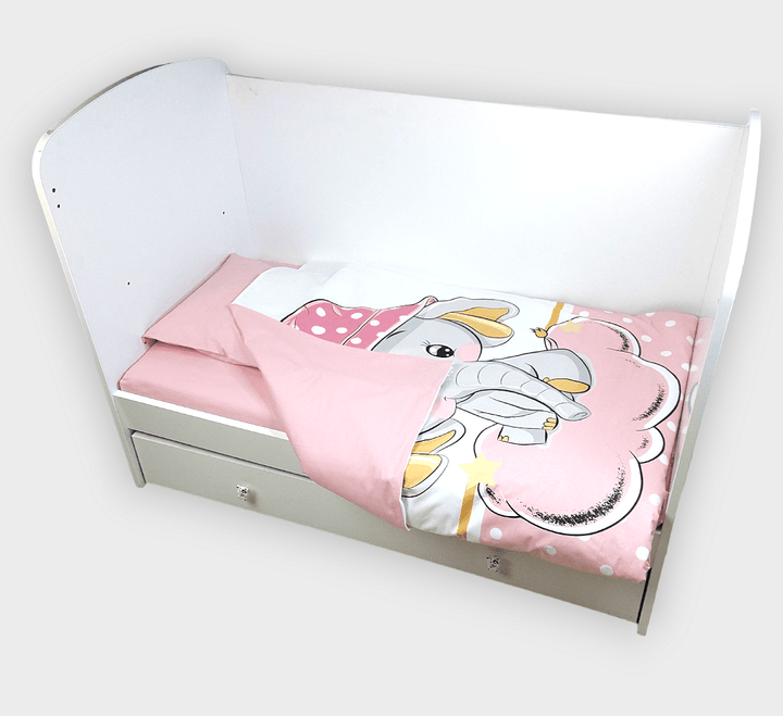 Rainy Бебешки спален комплект 3 части 60х120 см. Розово слонче