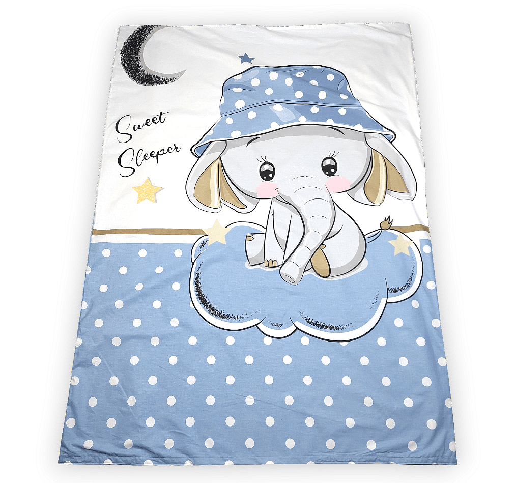 Rainy Бебешки спален комплект 3 части 60х120 см. Синьо слонче