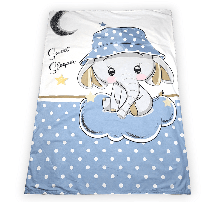 Rainy Бебешки спален комплект 3 части 60х120 см. Синьо слонче