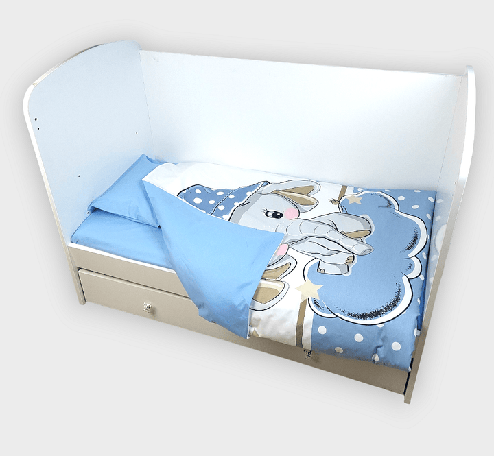 Rainy Бебешки спален комплект 3 части 60х120 см. Синьо слонче