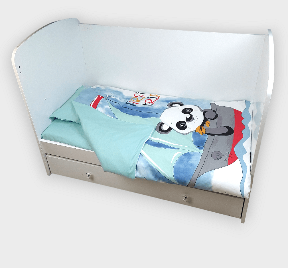 Rainy Бебешки спален комплект 3 части 60х120 см. Мече със сърф