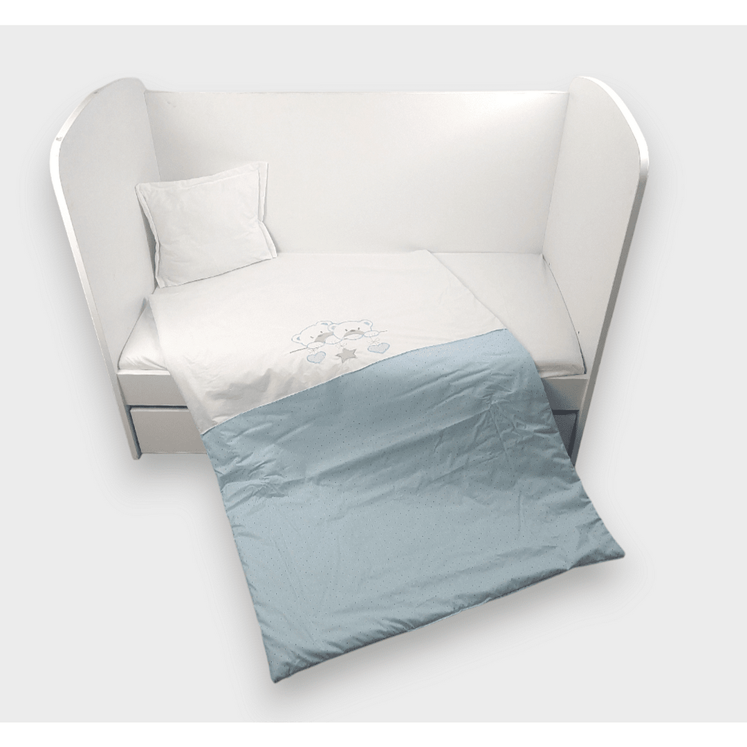 Rainy Бебешки спален комплект 3 части 60х120 см. Звездни Мечета син