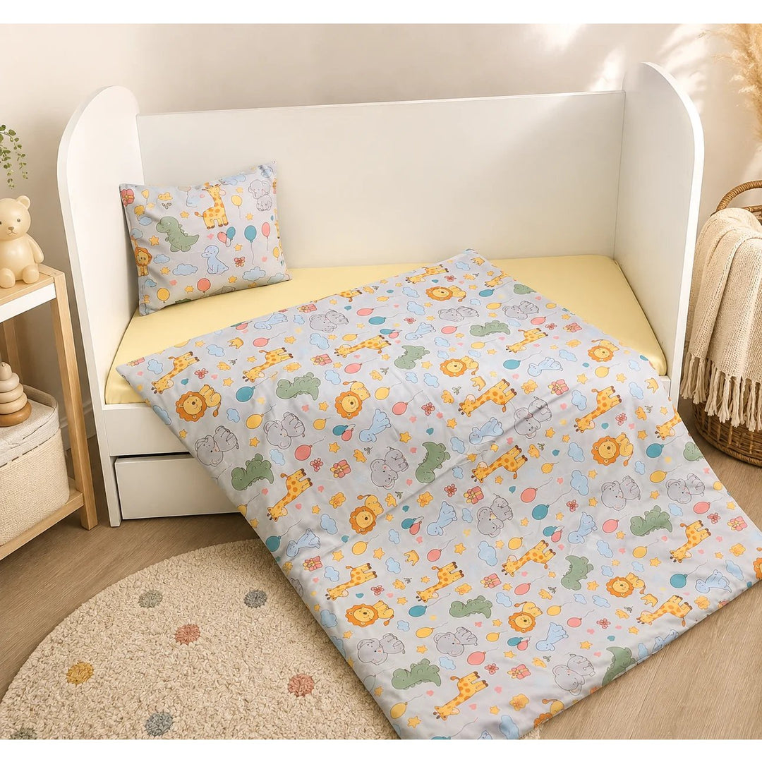 Rainy Бебешки спален комплект 3 части 65х110 см. Цветни приятели сив