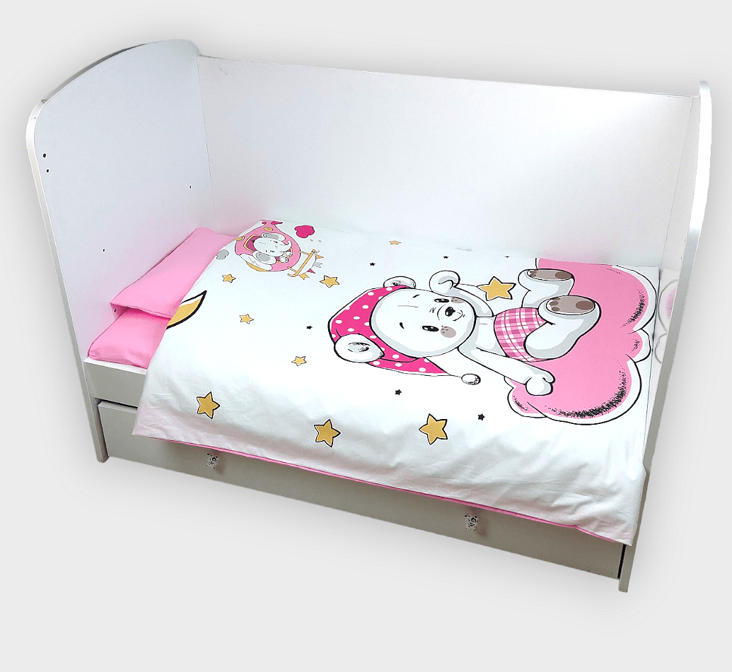 Rainy Бебешки спален комплект 3 части 65х110 см. Розово мече