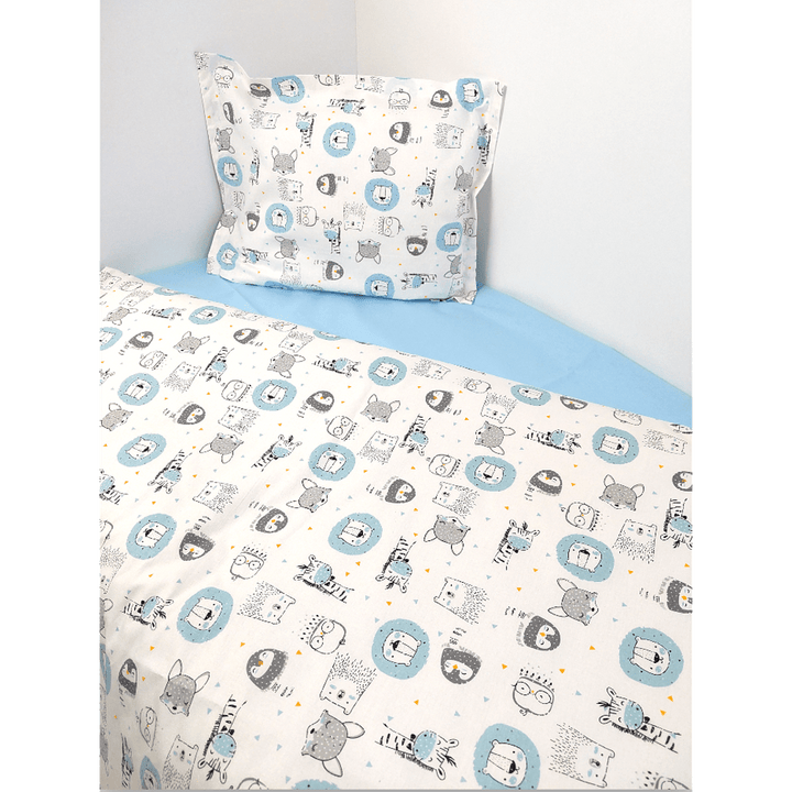 Rainy Бебешки спален комплект 3 части 65х110 см. Сини животинки
