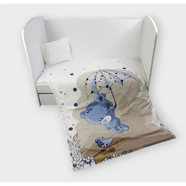 Rainy Бебешки спален комплект 3 части 65х110 см. Синьо мече с чадър