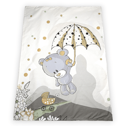 Rainy Бебешки спален комплект 3 части 65х110 см. Сиво мече с чадър