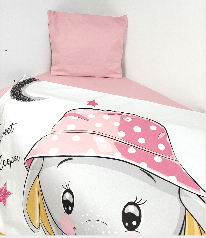 Rainy Бебешки спален комплект 3 части 70х140 см. Розово слонче