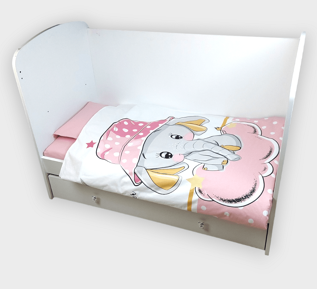 Rainy Бебешки спален комплект 3 части 70х140 см. Розово слонче