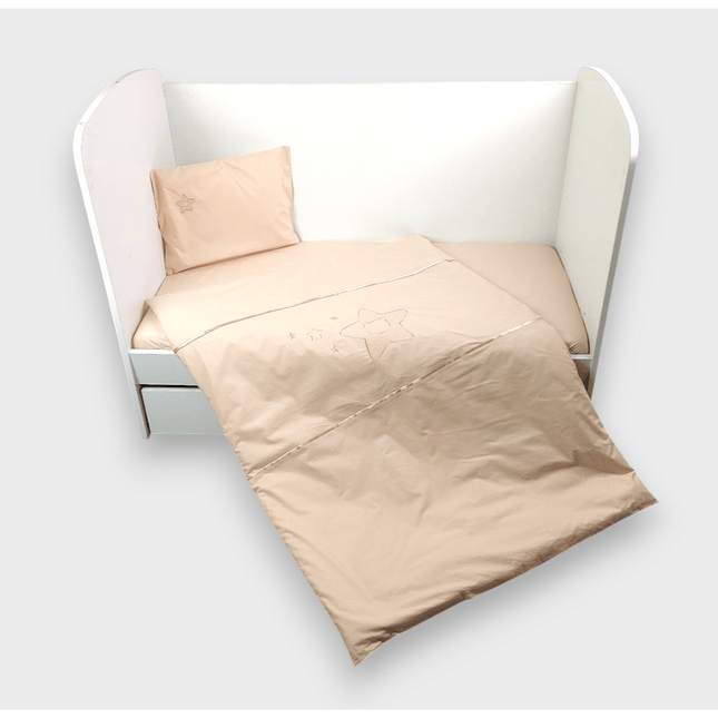 Rainy Бебешки спален комплект 3 части 70х140 см. Звезда с мече бежов