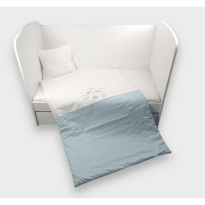 Rainy Бебешки спален комплект 3 части 70х140 см. Звездни Мечета син