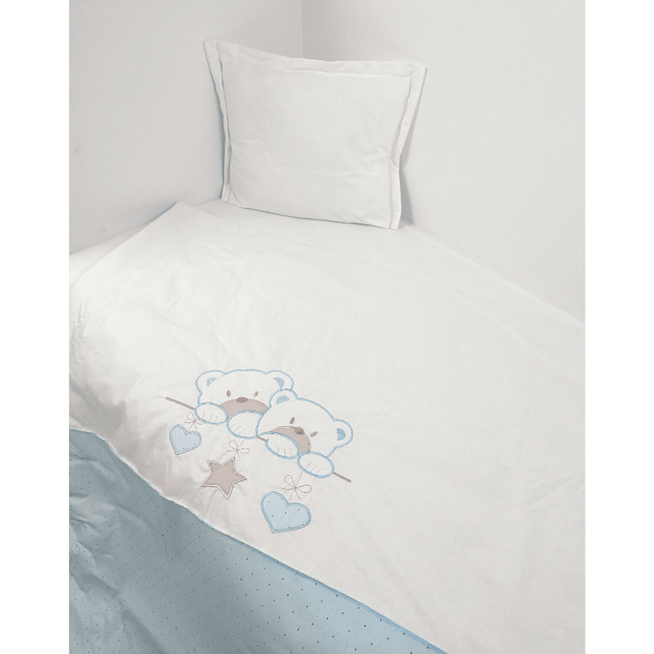 Rainy Бебешки спален комплект 3 части 70х140 см. Звездни Мечета син