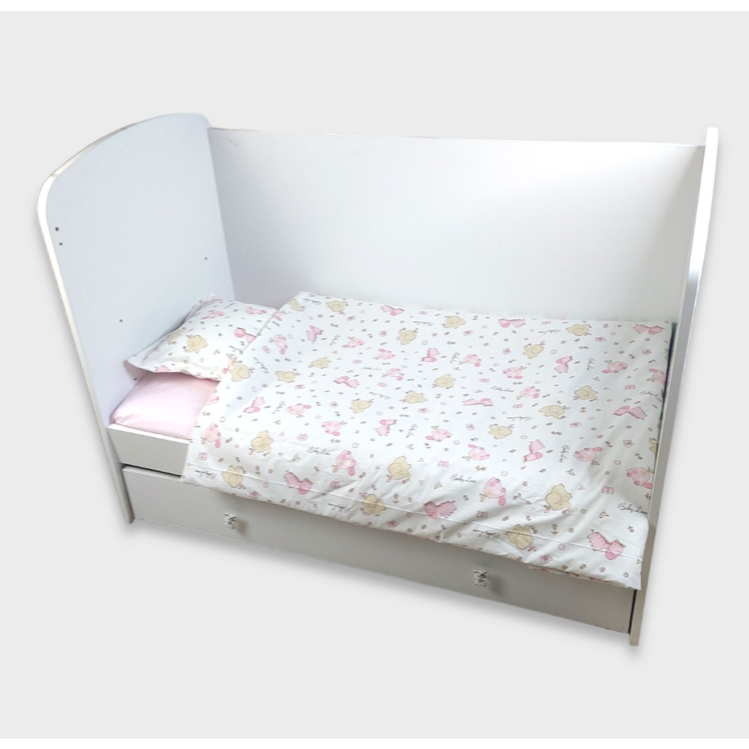 Rainy Бебешки спален комплект 4 части 60х120 см. Розови Зебри и Слончета