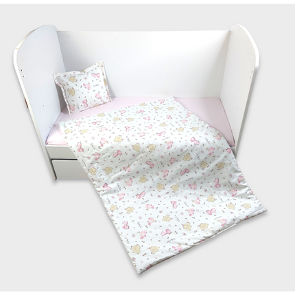 Rainy Бебешки спален комплект 4 части 60х120 см. Розови Зебри и Слончета