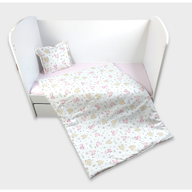 Rainy Бебешки спален комплект 4 части 60х120 см. Розови Зебри и Слончета