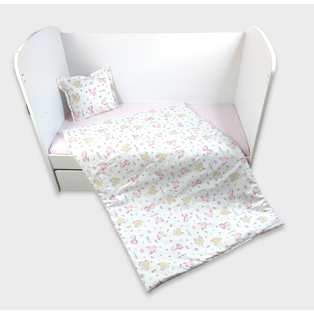 Rainy Бебешки спален комплект 4 части 60х120 см. Розови Зебри и Слончета