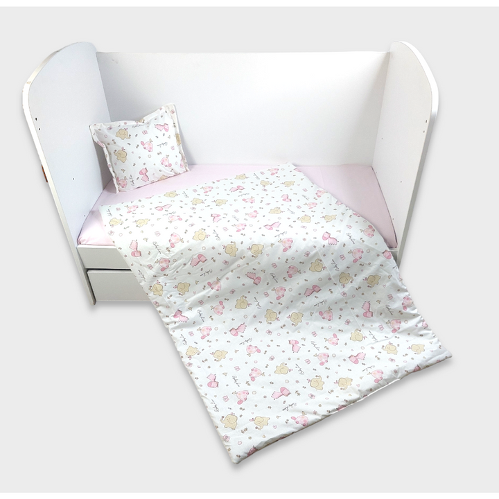 Rainy Бебешки спален комплект 4 части 60х120 см. Розови Зебри и Слончета