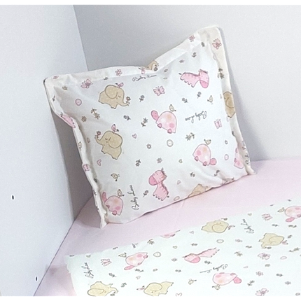 Rainy Бебешки спален комплект 4 части 60х120 см. Розови Зебри и Слончета