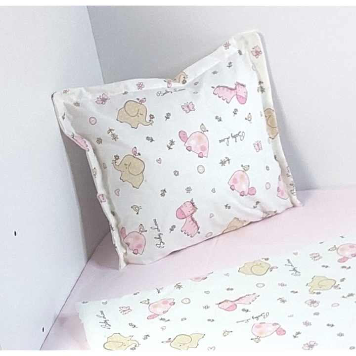 Rainy Бебешки спален комплект 4 части 60х120 см. Розови Зебри и Слончета