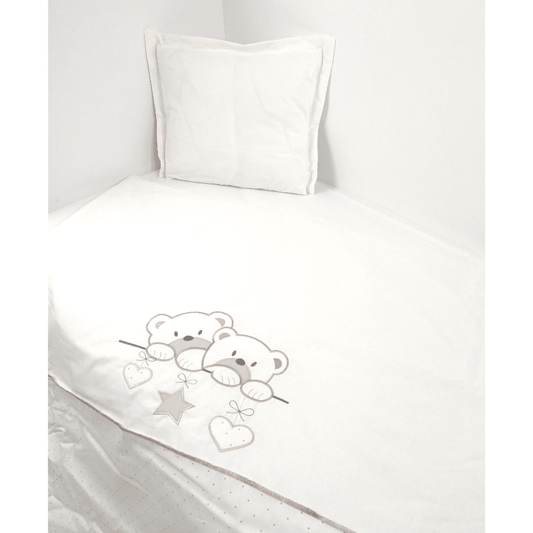 Rainy Бебешки спален комплект 4 части 65х110 см. Звездни Мечета екрю