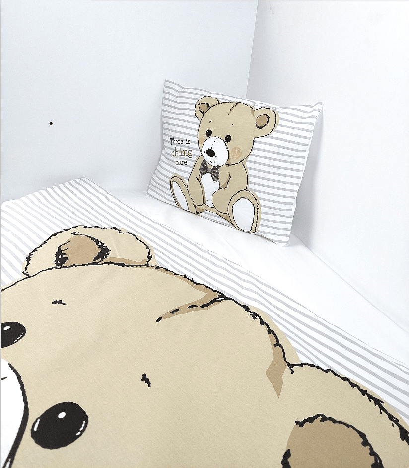 Rainy Бебешки спален комплект 5 части 70х140 см. Мече с папионка