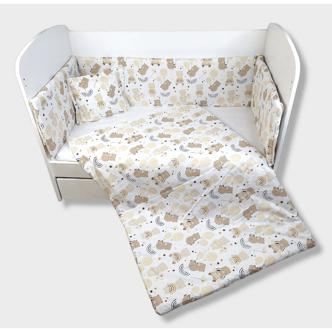 Rainy Бебешки спален комплект 5 части 60х120 см. Мече с балони