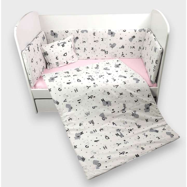 Rainy Бебешки спален комплект 5 части 60х120 см. Мече сиво