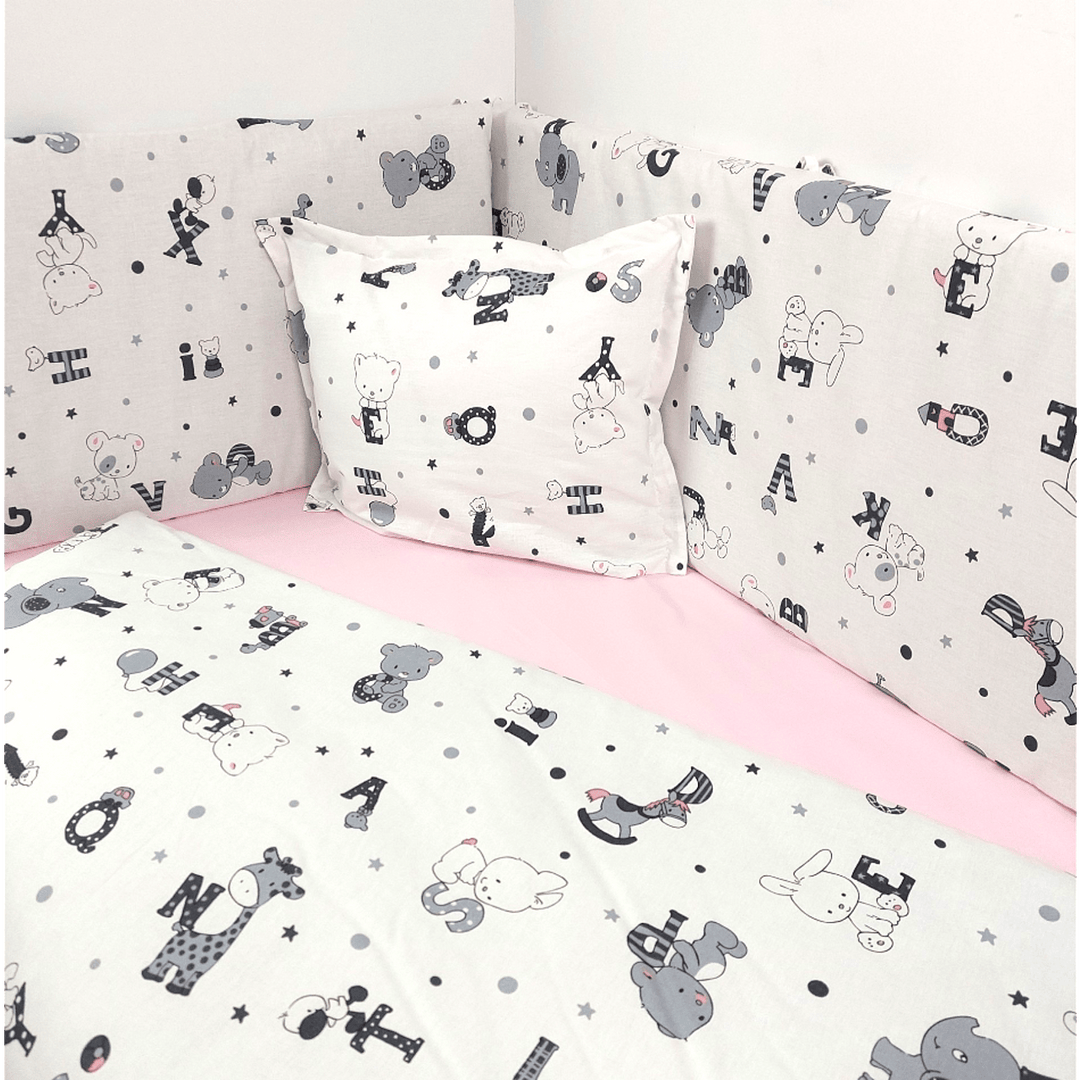 Rainy Бебешки спален комплект 5 части 60х120 см. Мече сиво