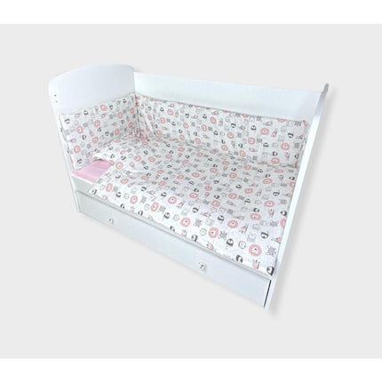 Rainy Бебешки спален комплект 5 части 60х120 см. Животинки розово