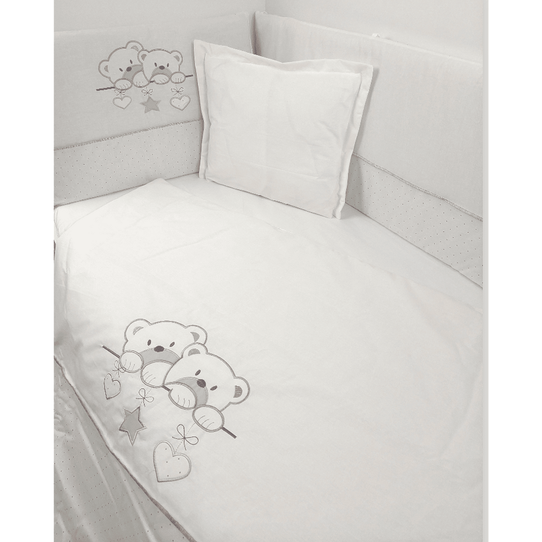 Rainy Бебешки спален комплект 5 части с обиколник 60х120 см. Звездни Мечета екрю