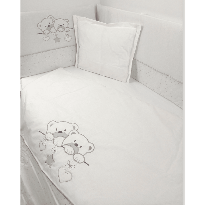 Rainy Бебешки спален комплект 5 части с обиколник 60х120 см. Звездни Мечета екрю