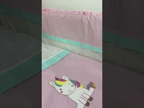 Rainy Бебешки спален комплект 6 части 65х110 см. Еднорог