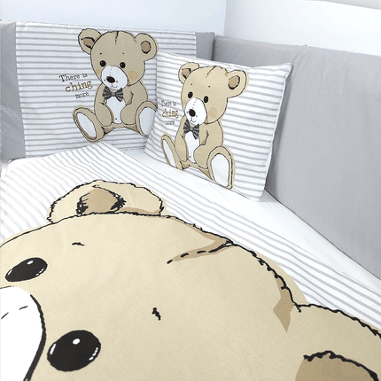 Rainy Бебешки спален комплект 6 части 65х110 см. Мече с папионка