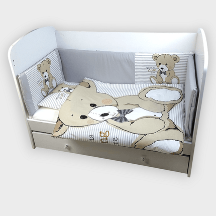 Rainy Бебешки спален комплект 6 части 65х110 см. Мече с папионка