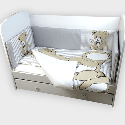 Rainy Бебешки спален комплект 6 части 65х110 см. Мече с папионка