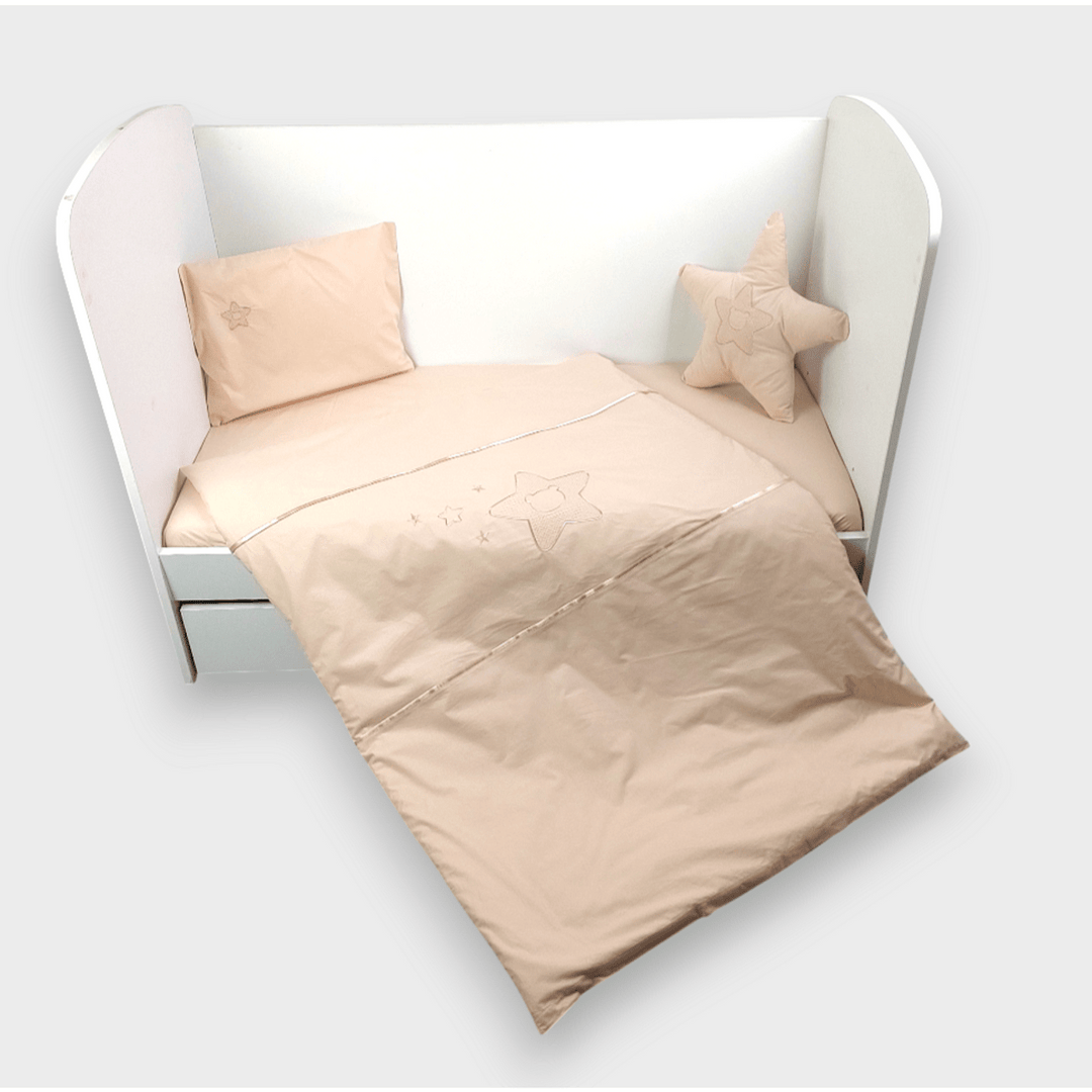 Rainy Бебешки спален комплект 6 части 70х140 см. Звезда с мече бежов