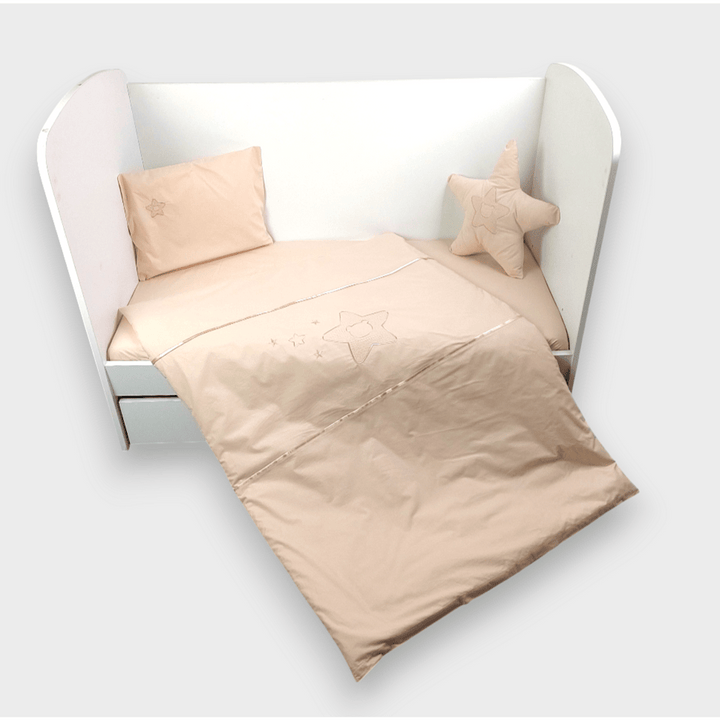 Rainy Бебешки спален комплект 6 части 70х140 см. Звезда с мече бежов