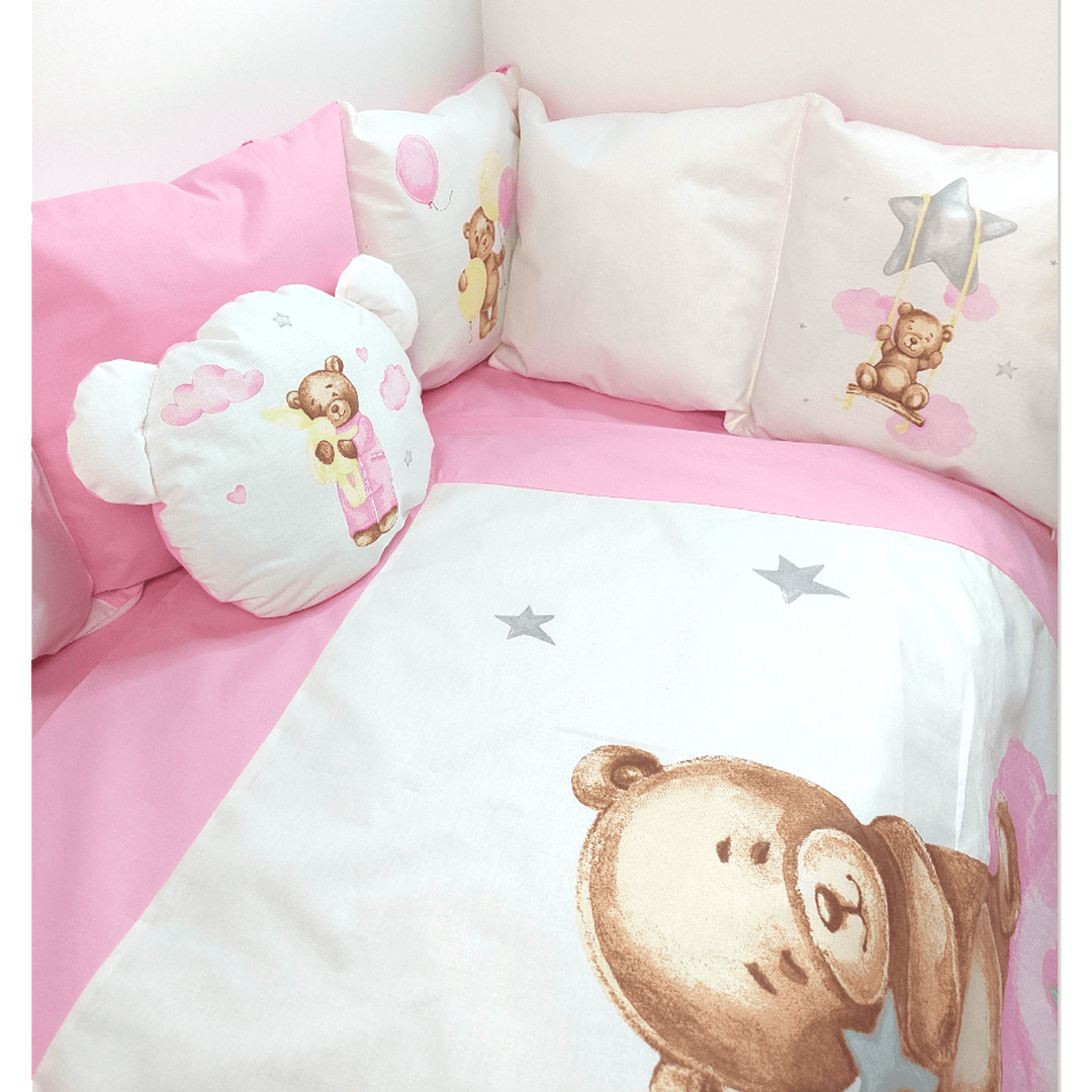 Rainy Бебешки спален комплект 7 части Baby Bear One size розов