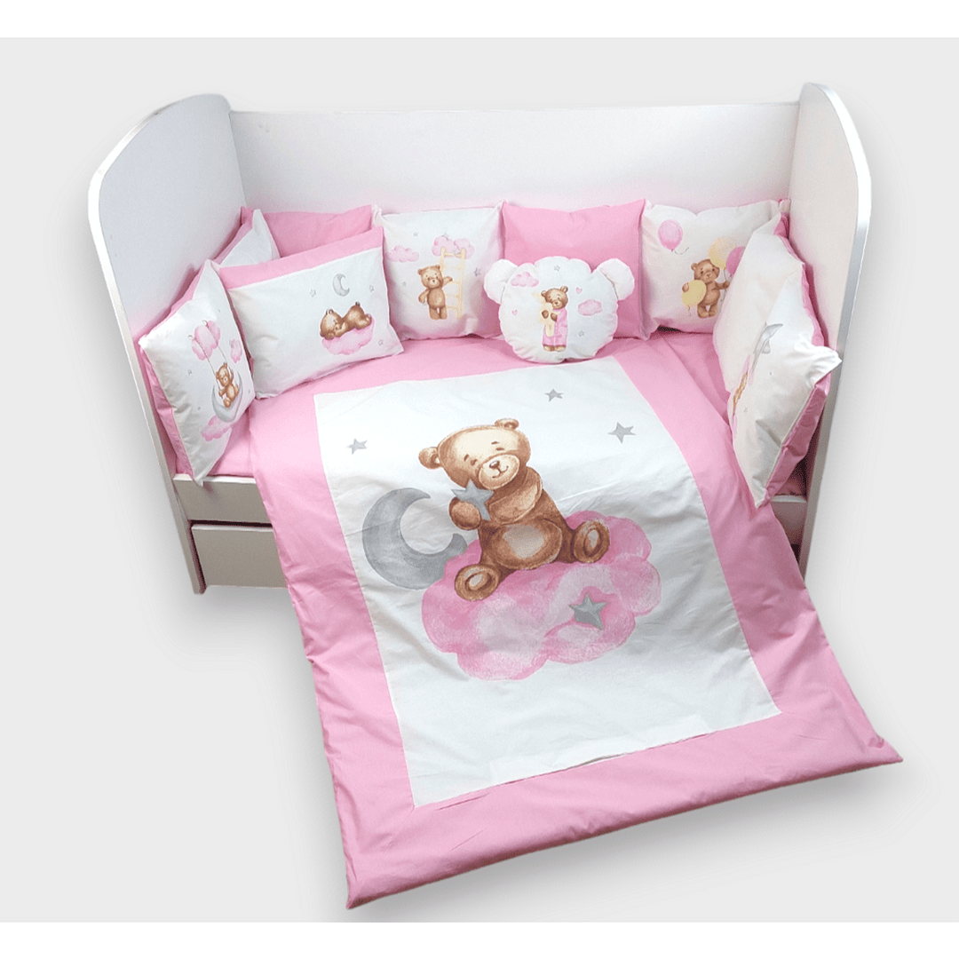 Rainy Бебешки спален комплект 7 части Baby Bear One size розов