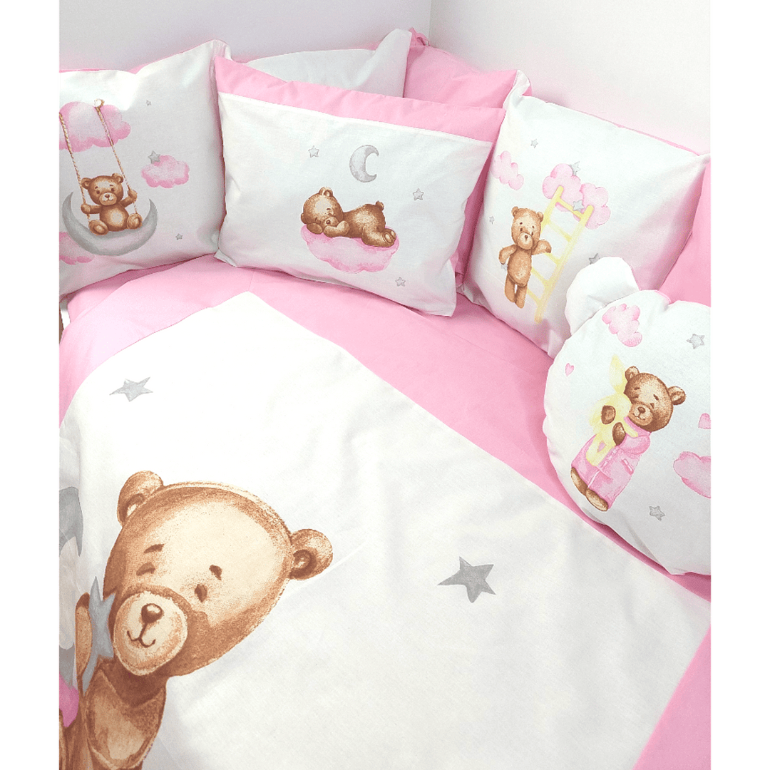 Rainy Бебешки спален комплект 7 части Baby Bear One size розов