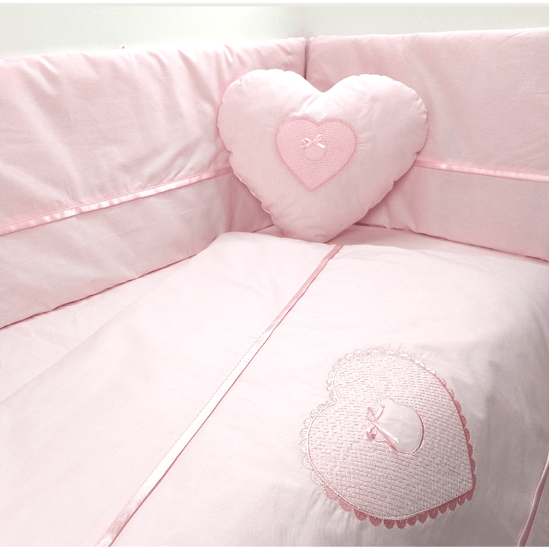 Rainy Бебешки спален комплект 7 части с обиколник 60х120 см. Сърце с мече