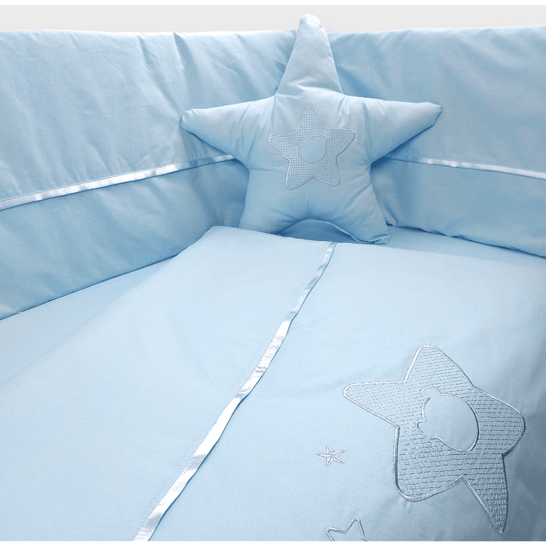 Rainy Бебешки спален комплект 7 части с обиколник 60х120 см. Звезда с мече