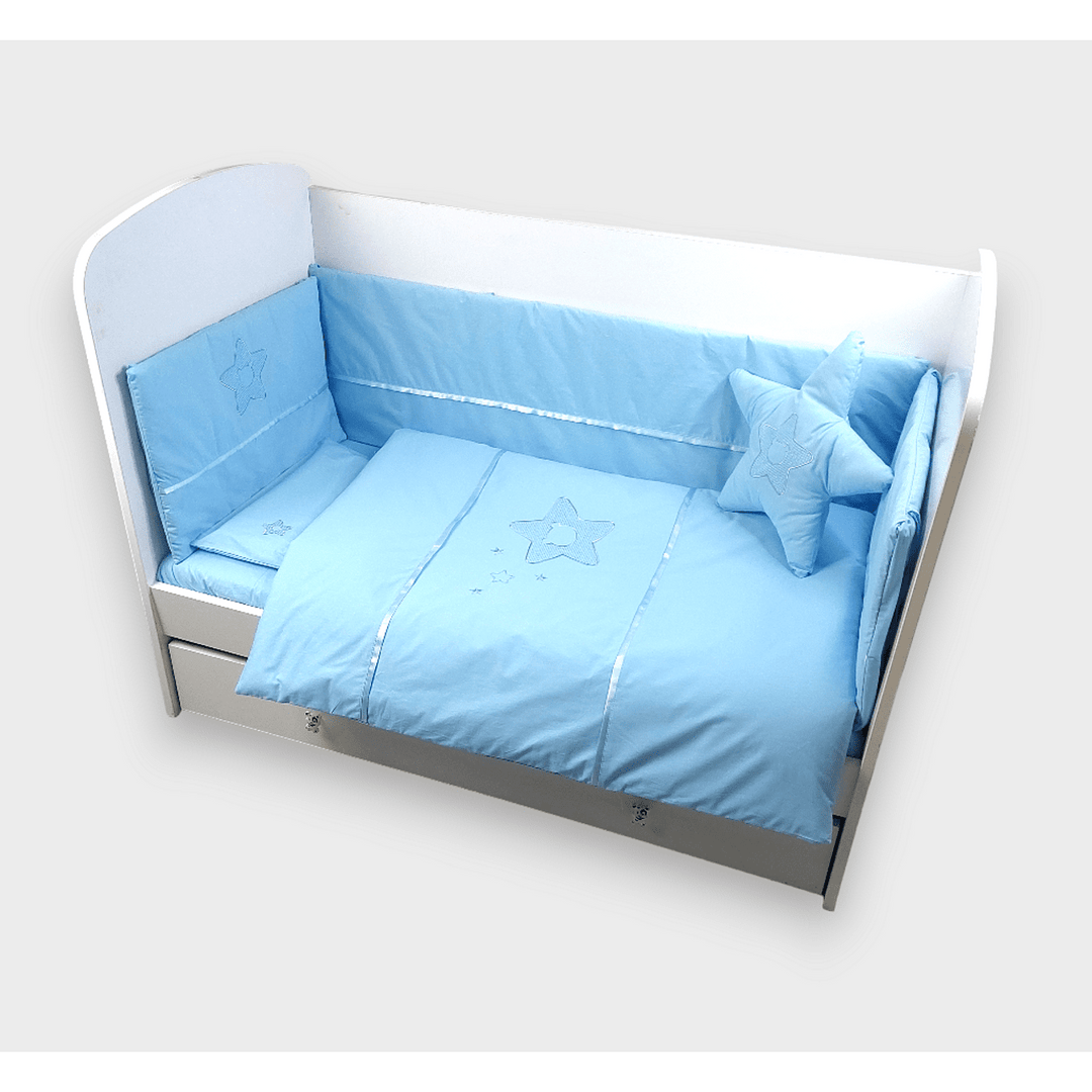 Rainy Бебешки спален комплект 7 части с обиколник 60х120 см. Звезда с мече