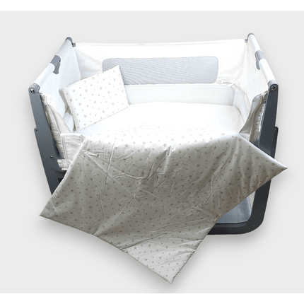 Rainy Бебешки спален комплект за мини кошара Бежови звезди